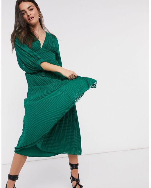 knee length dresses for ladies Rent ASOS DESIGN Midi Dress With Batwing Sleeve And Wrap Waist In Scatter  Sequin