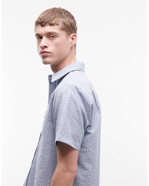 Huf Blue Big Block Logo Stripe Shirt for men