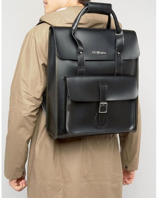 Dr. Martens Leather Backpack With Yellow Stitching in Black for Men Lyst