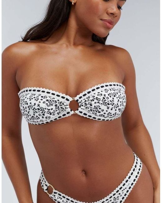 Boux Avenue Blue Samoa Bandeau Bikini Top Summer Removable Pads Swimwear