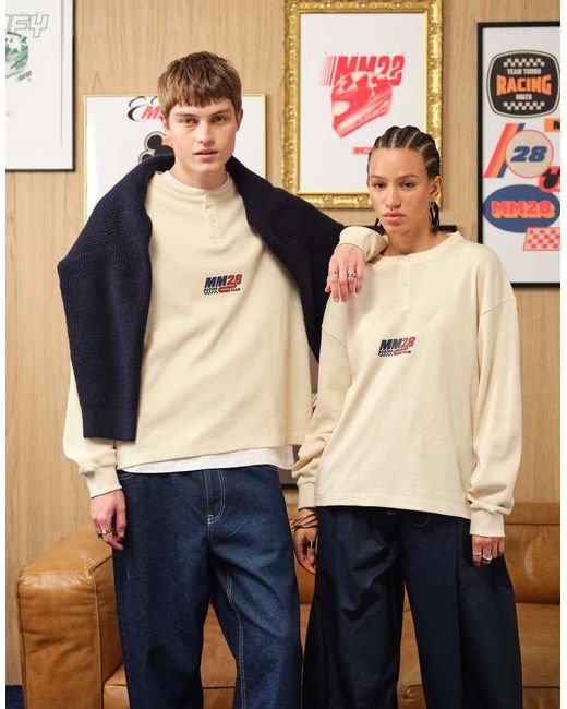 ASOS White Disney Racing Boxy Long Sleeve T-shirt With Mickey Print