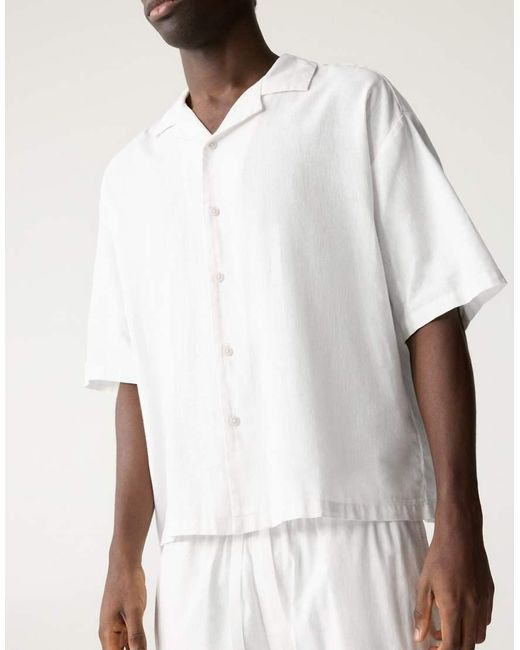 Camicia A Maniche Corte di Pull&Bear in White da Uomo