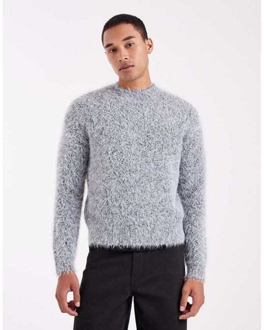 Only & Sons – flauschiger strickpullover in Gray für Herren