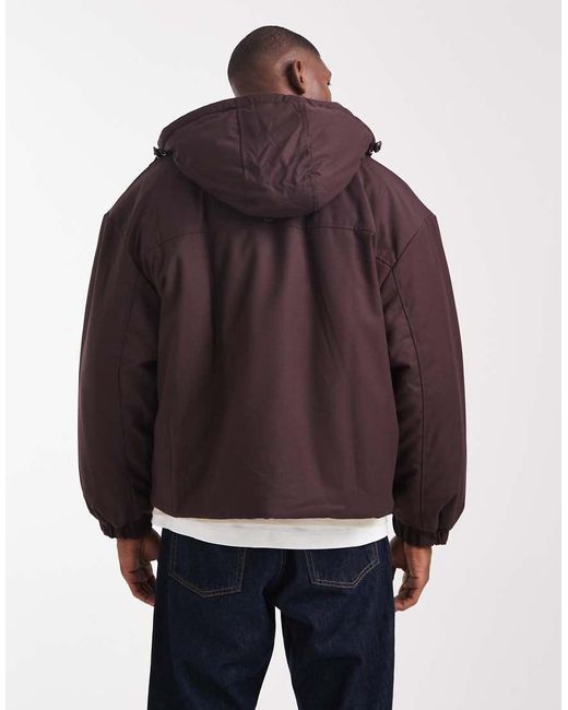 ASOS Brown Hooded Puffer Jacket for men