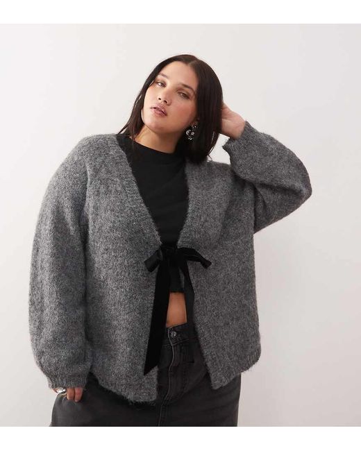 Noisy May Black Lightweight Reversible Bow Detail Knit