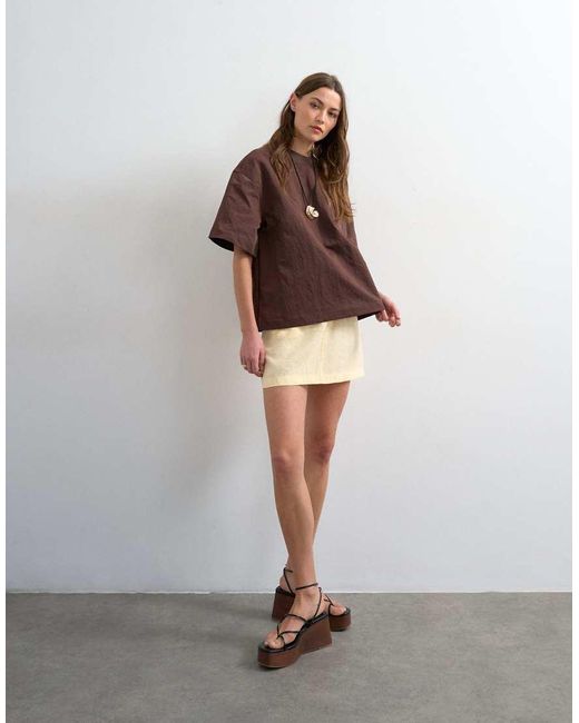 TOPSHOP Brown Super Soft Cupro Mini Skirt