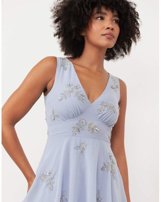 Maya White Embellished Tiered Midaxi Dress