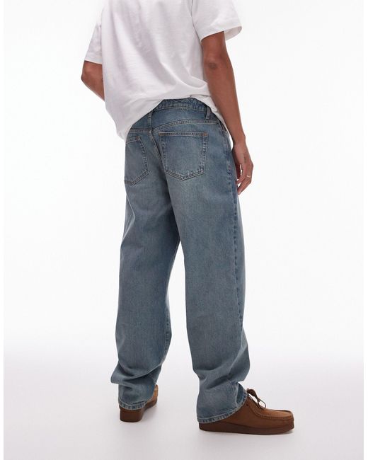 Topman Blue Loose Jeans for men