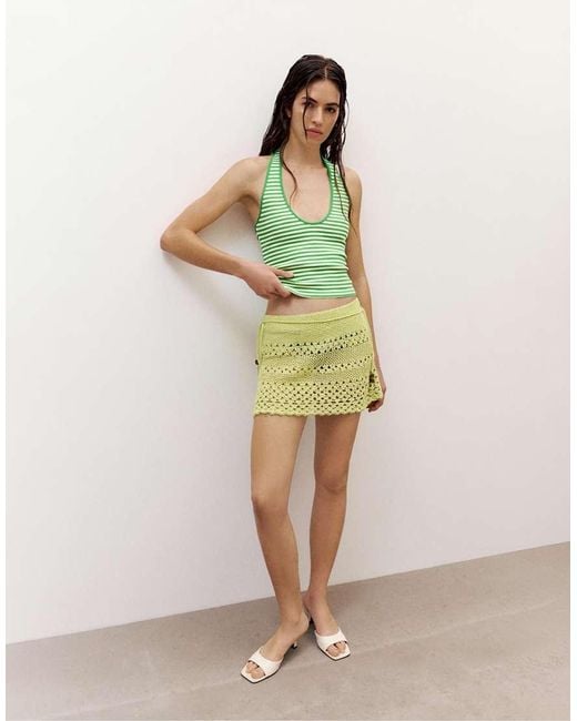 Pull&Bear Blue Striped Halter Top