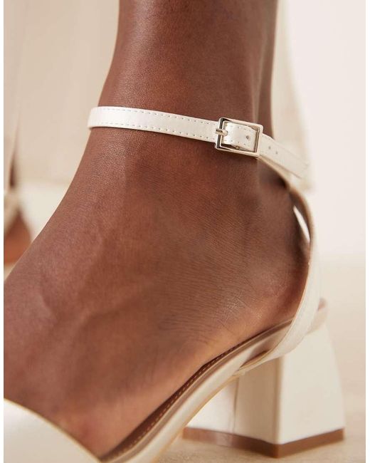 Be Mine Wide Fit Natural Bridal Ammie Low Block Heeled Sandals