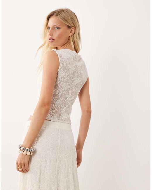 Mango Natural Marta Lace Sleeveless Top Co-ord