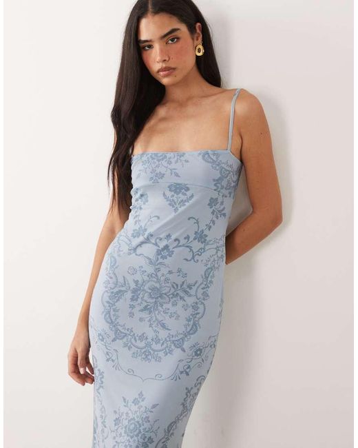 ASOS Blue Mesh Cami Maxi Dress