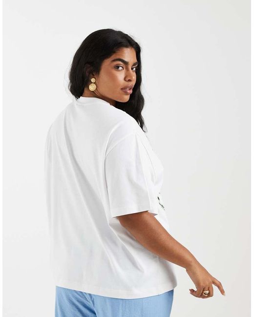 ASOS White Asos Design Curve Oversized T-Shirt With Vintage Flower Illustration Graphic