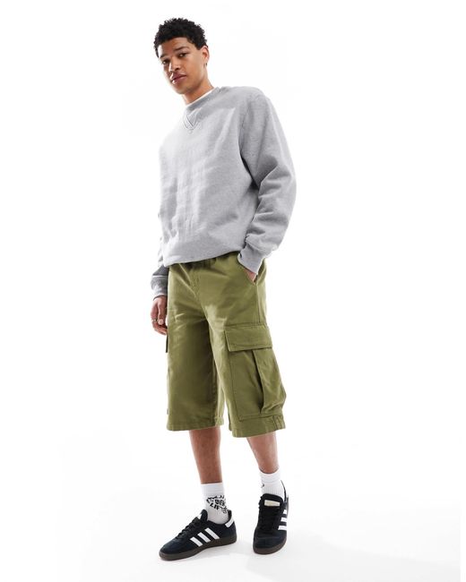 ASOS – länger geschnittene cargo-jorts in Green für Herren