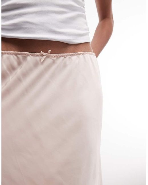 Monki Pink Satin Look Lace Midi Skirt