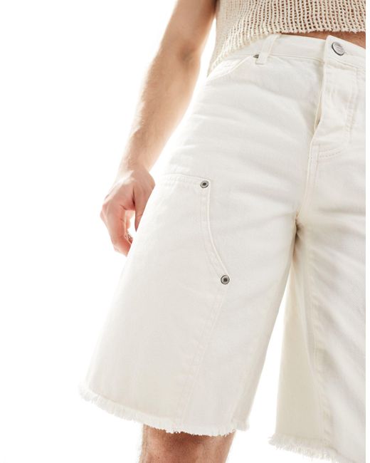 Sixth June White Worker Denim Shorts for men