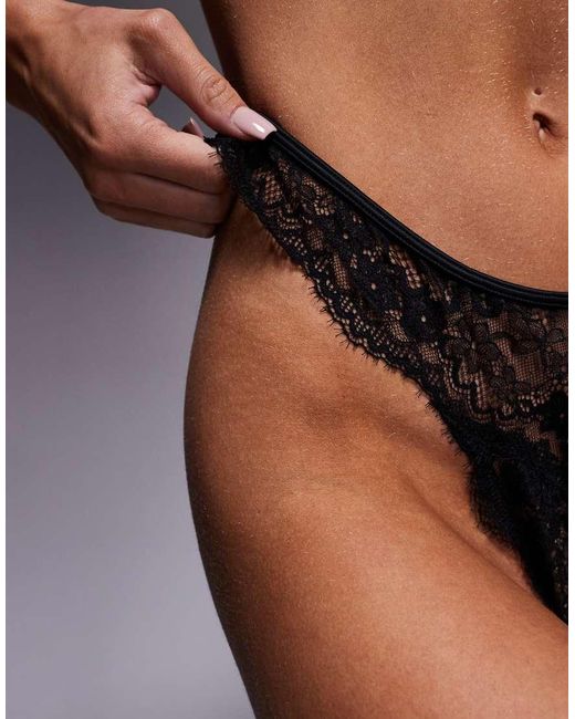 ASOS Gray Leona Eyelash Lace High Leg Lingerie Thong