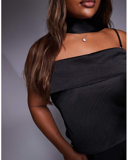 Tfnc Plus Black Bandeau Top With Scarf Neck Detail Co-ord