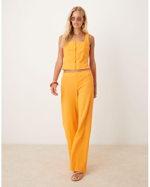 Mango Orange Tailored Square Neck Button Through Top Co-Ord