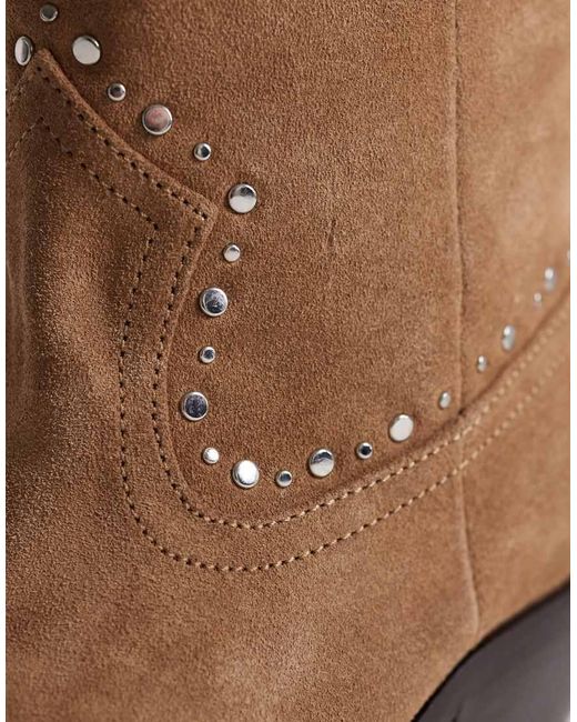Mango Brown Western Embellished Boots