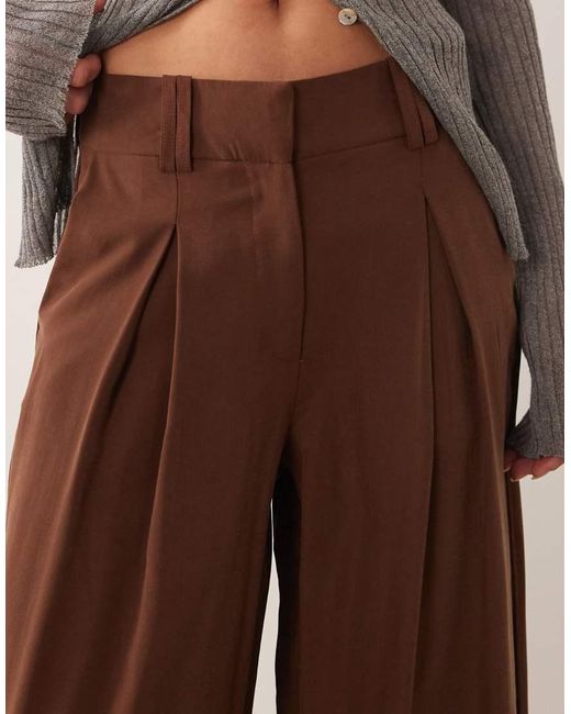 Aware Brown High Waisted Pleat Front Trousers