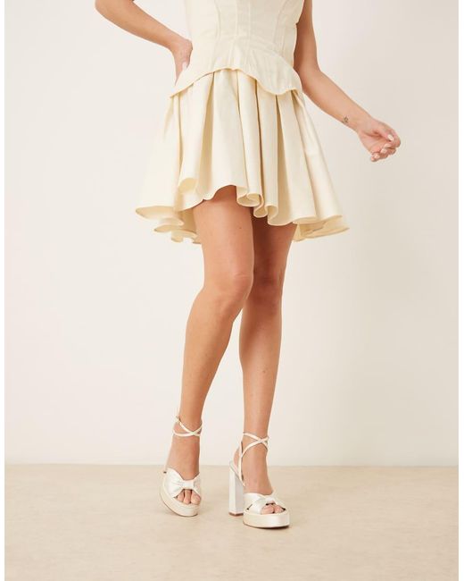 ASOS Natural Nutcracker Knot Detail Platform Block Heel Sandals