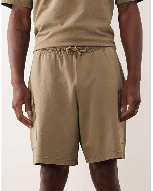 New Look Natural Washed Cargo Shorts for men