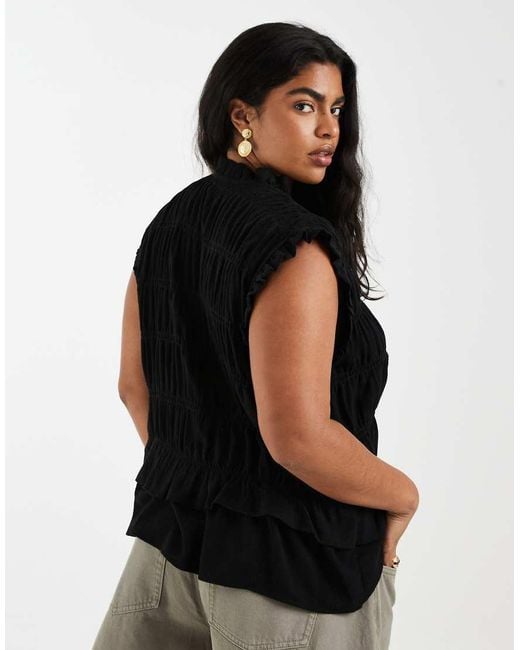 ONLY Black Tie Front Linen Blend Top