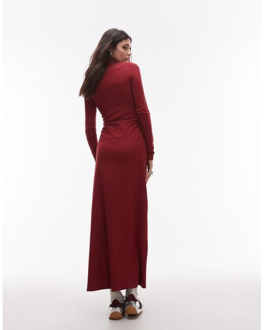 TOPSHOP Red – langärmliges maxikleid aus jersey