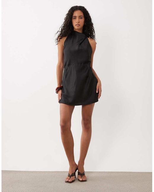 Mango Black Cowl Neck Mini Dress