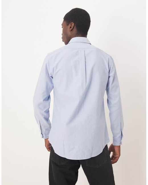 Camicia Oxford Azzurra Con Logo Bear Heritage Vestibilità Custom Fit di Polo Ralph Lauren in Blue da Uomo