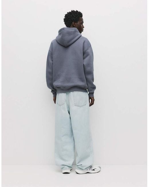 Pull&Bear Blue Basic Hoodie for men