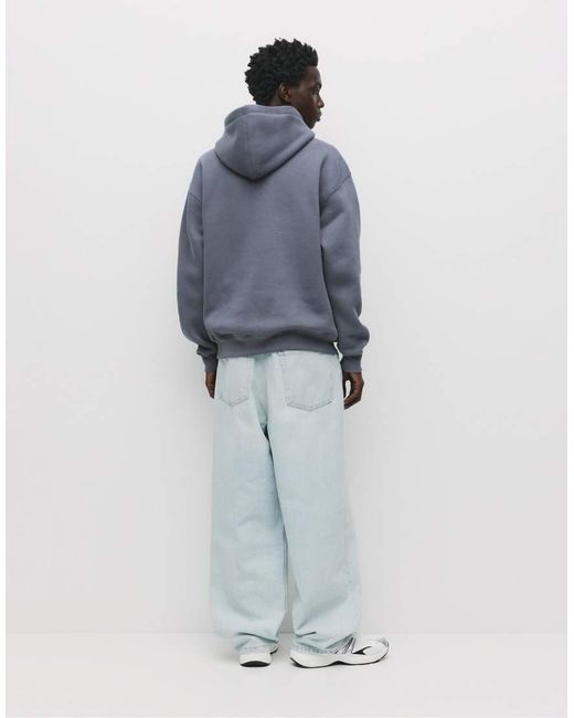 Felpa Con Cappuccio Basic Grigio di Pull&Bear in Blue da Uomo