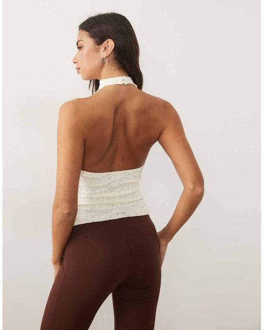Motel White Samwell Lace Halter Top