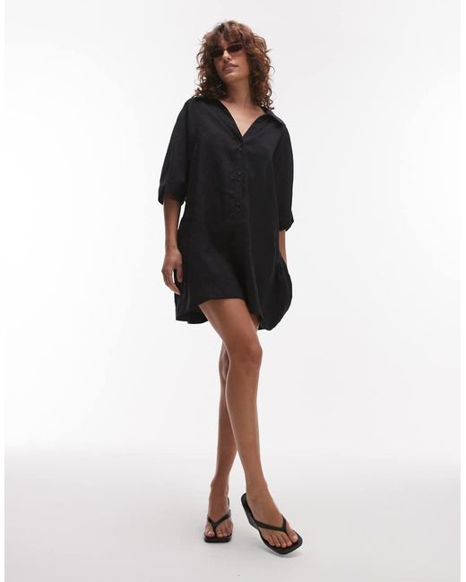 TOPSHOP Black Cupro Romper Playsuit