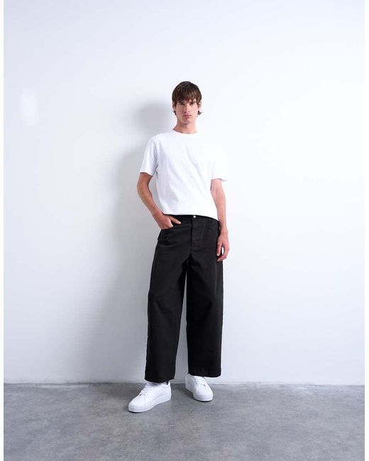 Topman White Canvas Barrel Trouser for men