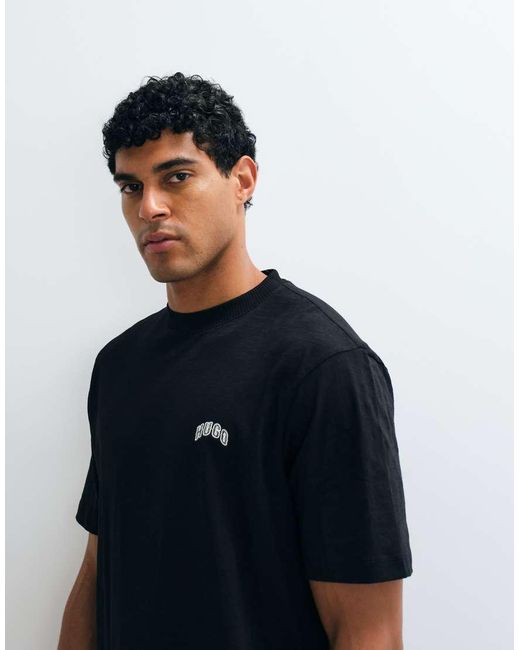 HUGO Nowboi T-Shirt Met Borstlogo En Regular-Fit in het Blue voor heren
