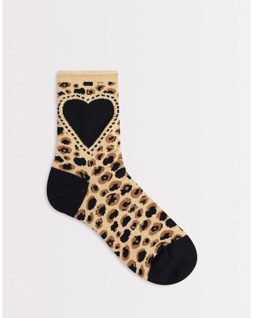 Dr. Martens White Heart Leopard Print Sock