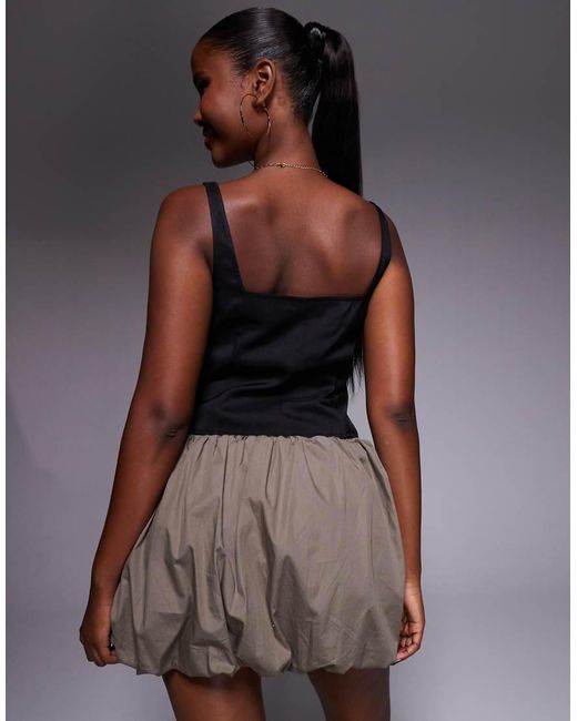 Missy Empire Brown Square Neck Bow Cut Out Front Top