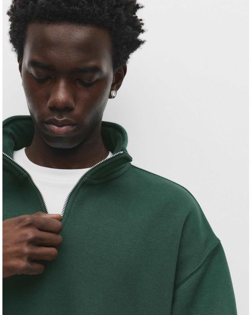Pull&Bear – basic-sweatshirt in Green für Herren