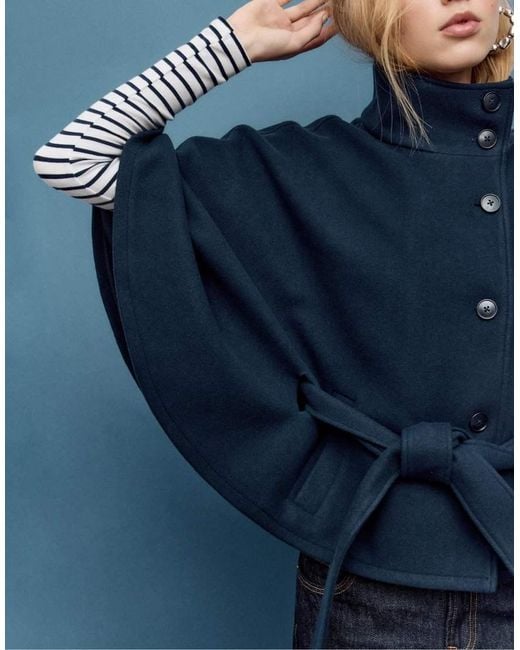 Stradivarius Blue Soft-Touch Cape Jacket