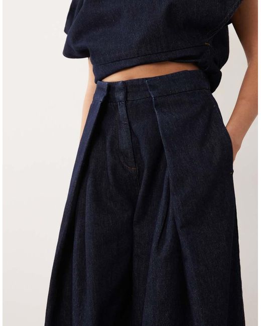 ARRANGE Blue Denim Pleat Detail Pants