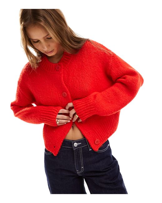 ASOS Red Loose Knit Cardigan