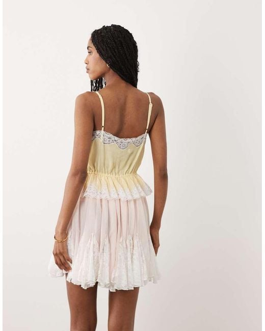 Miss Selfridge Pink Sheer Mini Dress With Lace Godets