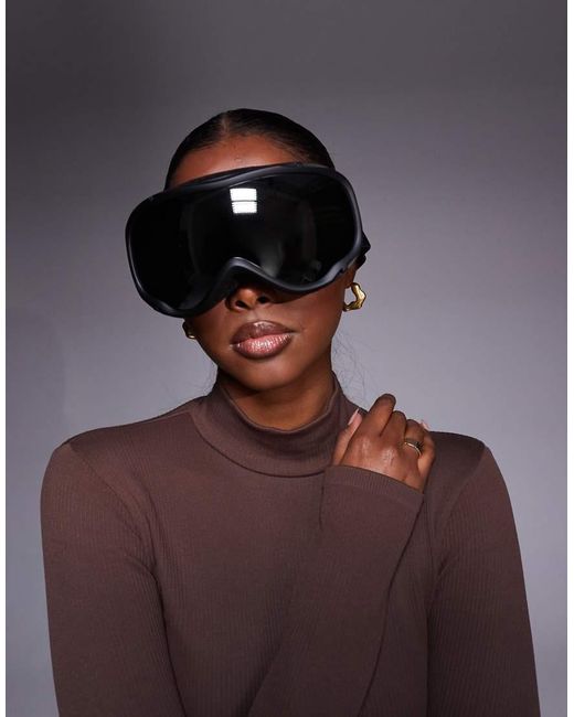 Maschera Da Sci Nera Con Montatura Nera di Threadbare in Brown