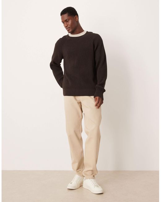 SELECTED – gerippter pullover in Brown für Herren