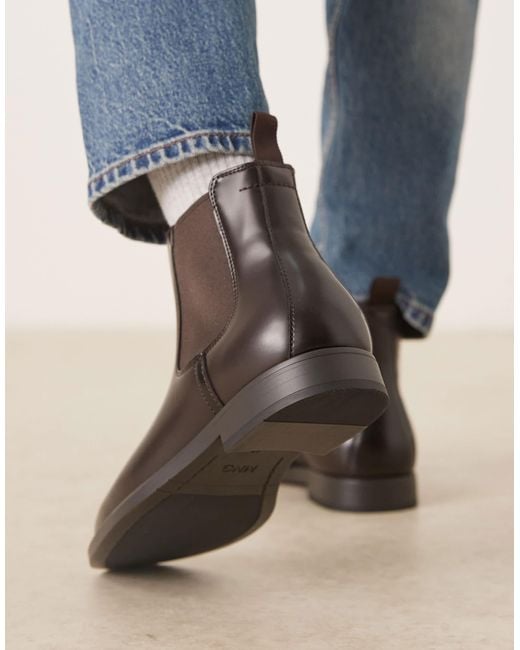 Mango Blue Leather Chelsea Boot for men