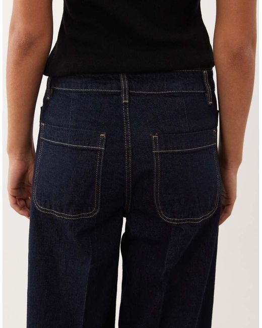 Mango Black Jessie 100% Cotton Wide Leg Pocket Detail Jean
