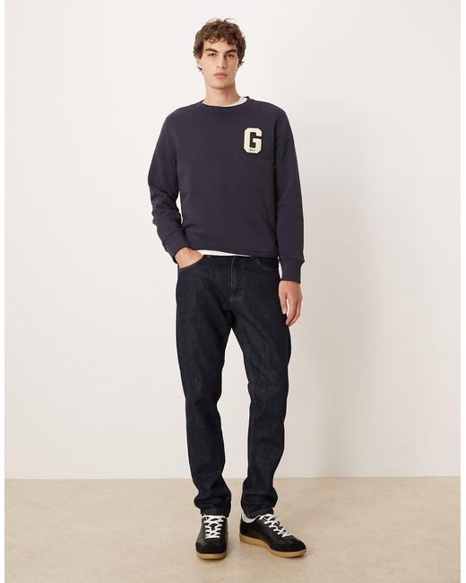 Gant Blue Sweatshirt With Varsity G Logo for men