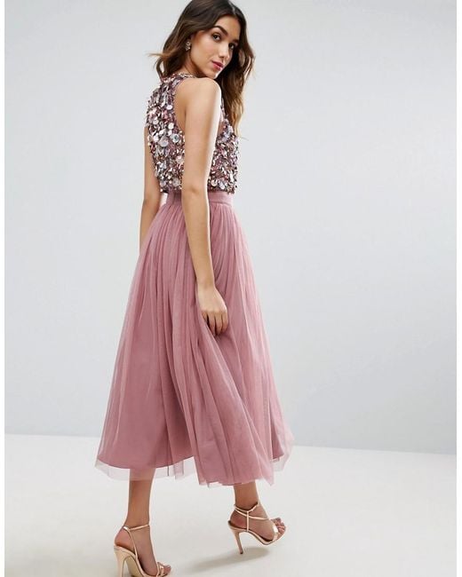 asos design crop top embellished neckline midi dress ASOS - Curve Mini Dress - Women - Polyester - 16 US